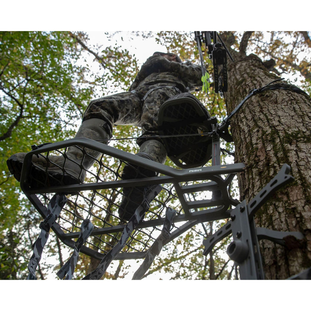 Hawk Hang-On Tree Stands – Durable, Comfortable Deer Hunting Platforms with Safety Harness Systems, Grey Finish, XL