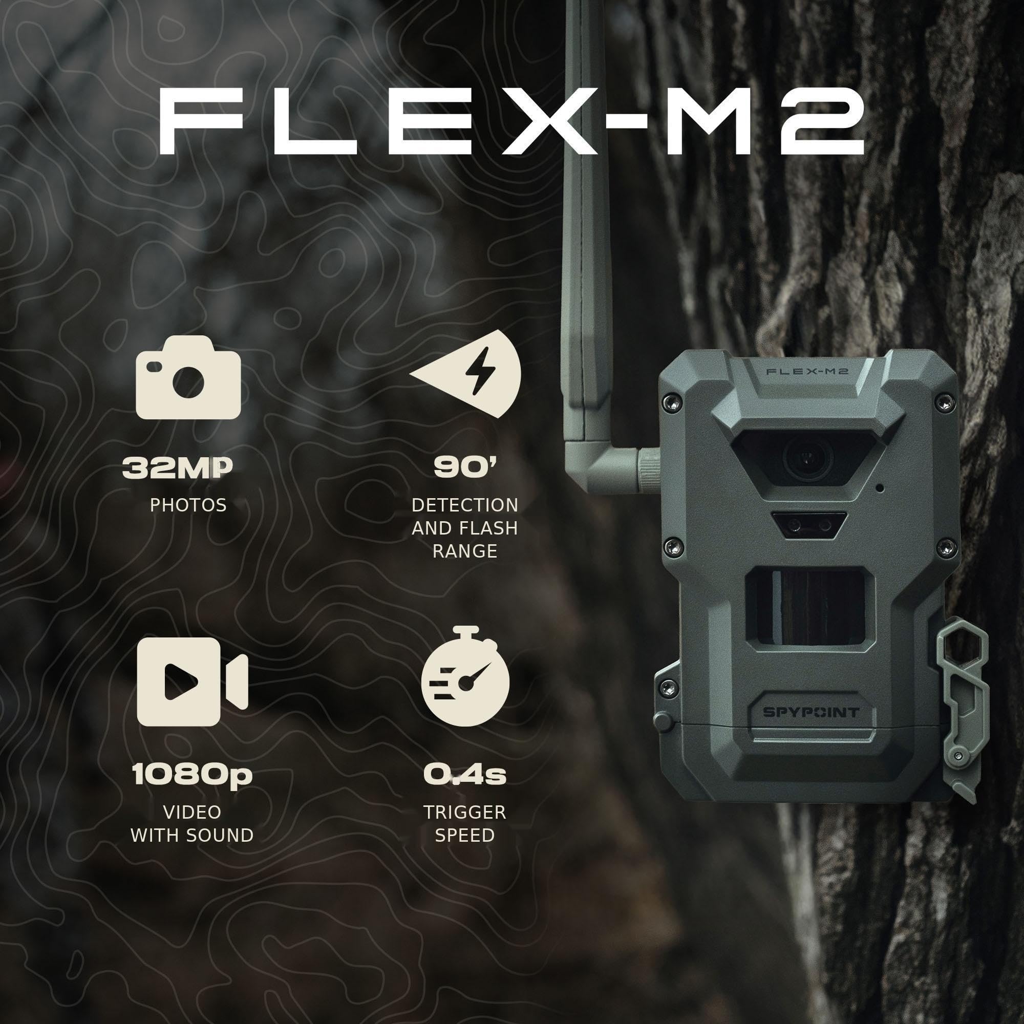 SPYPOINT Flex-M2 Twin Pack Cellular Trail Camera - Latest Generation, Best Hunting Accessories, No WiFi Needed, GPS, Night Vision, Dual-SIM LTE, Game Camera, 32MP Photos, 1080p Videos + Sound