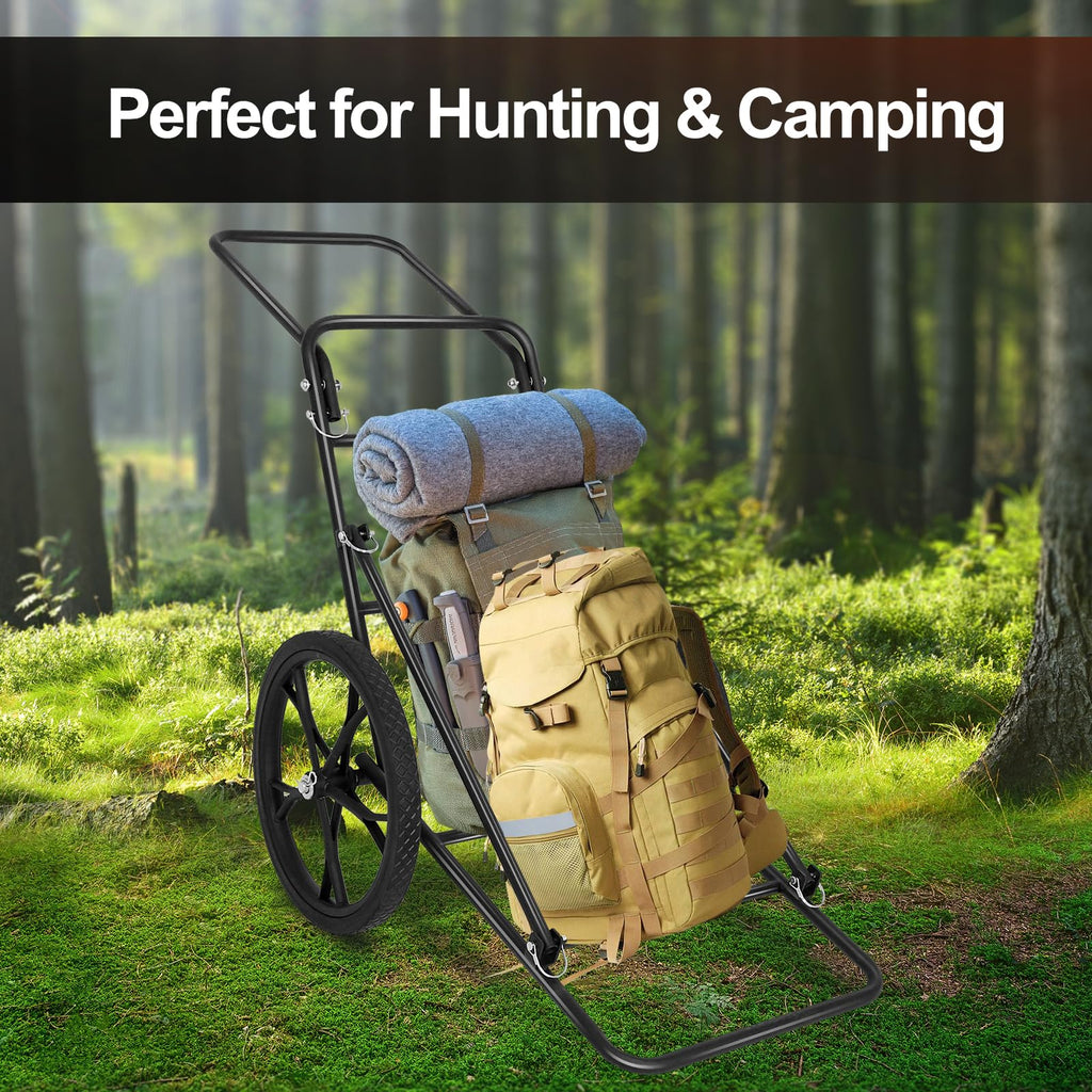 Deer Cart, 500 LBS Folding Deer Game Cart Hauler with 17'' Big Wheels, Heavy-Duty Metal Frame, Ergonomic Handle, Hunting, Camping, Fishing & Hiking