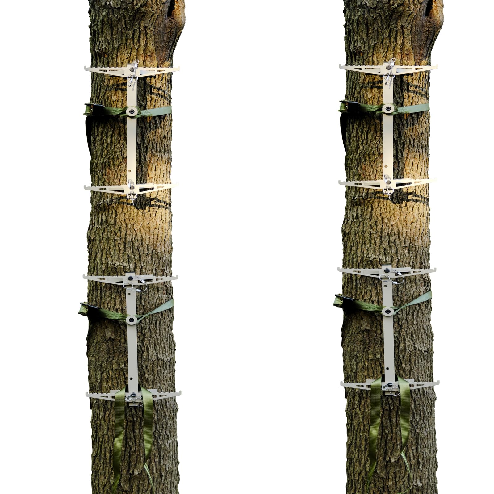 ONECHOI Climbing Sticks, 17” Lightweight Aluminium Hunting Climbing Sticks w/Silent Design, Tree Stand Sticks w/Pivoting V-Brackets & 20” Rope Aiders, Tree Steps for Deer Hunting Gear(4 Packs)