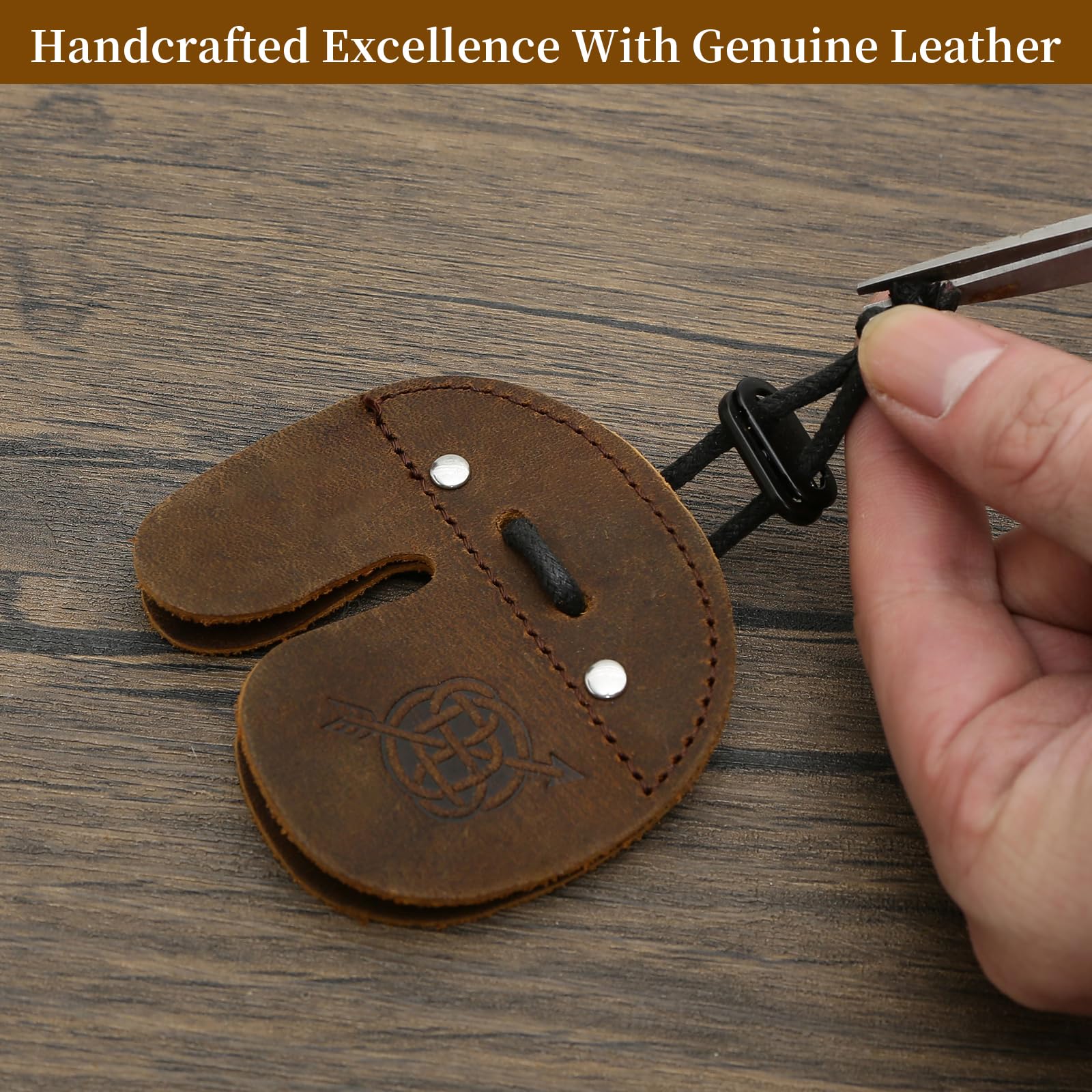 Archery Finger Tab Genuine Leather, Upgraded Recurve Bow Finger Guard with Adjustable Metal Buckle — Prevents Slipping, Ideal for Target Shooting (Left Handed)