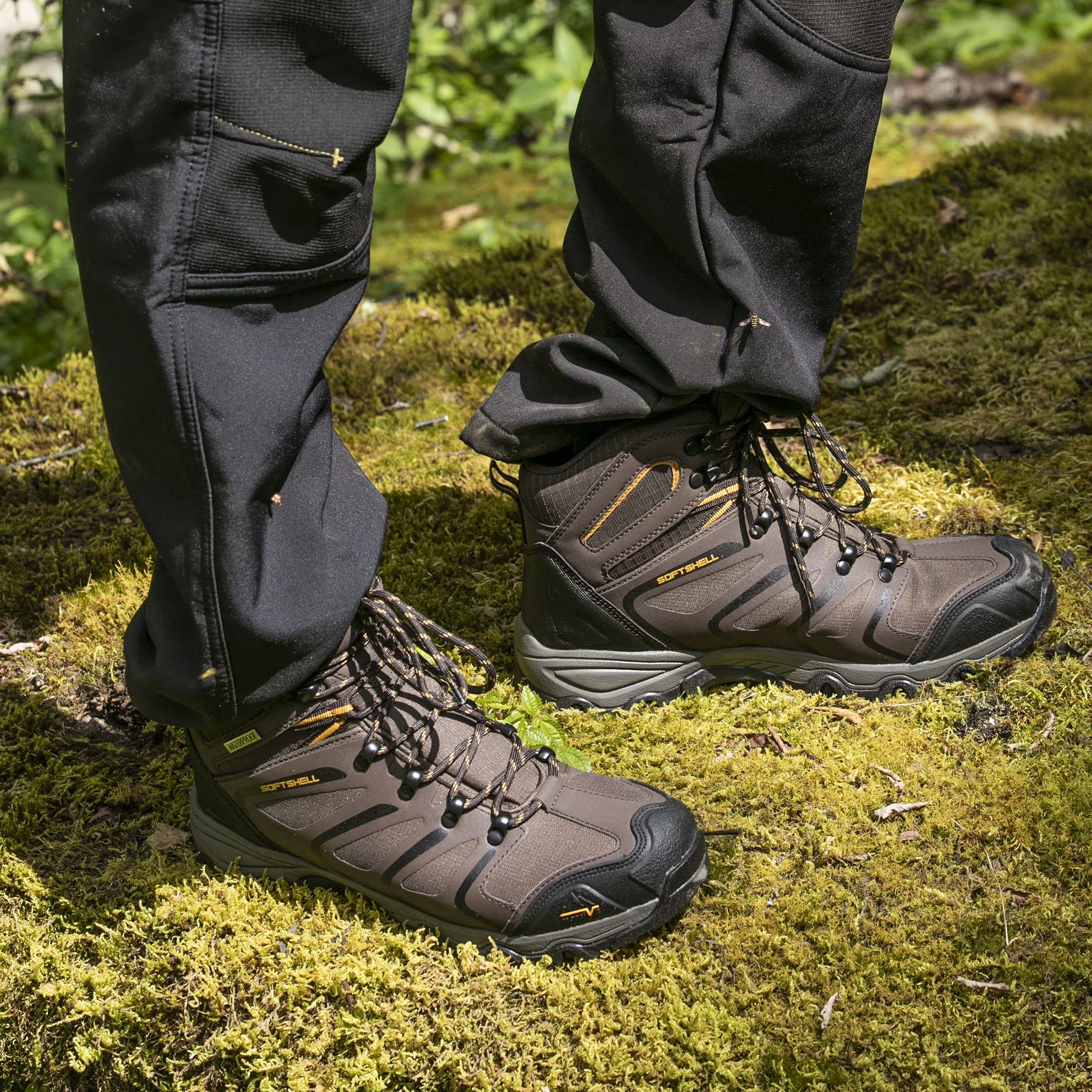 NORTIV 8 Men's Ankle High Waterproof Hiking Boots Outdoor Lightweight Shoes Trekking Trails Armadillo,Size 11,Brown/Black/Tan,160448_M