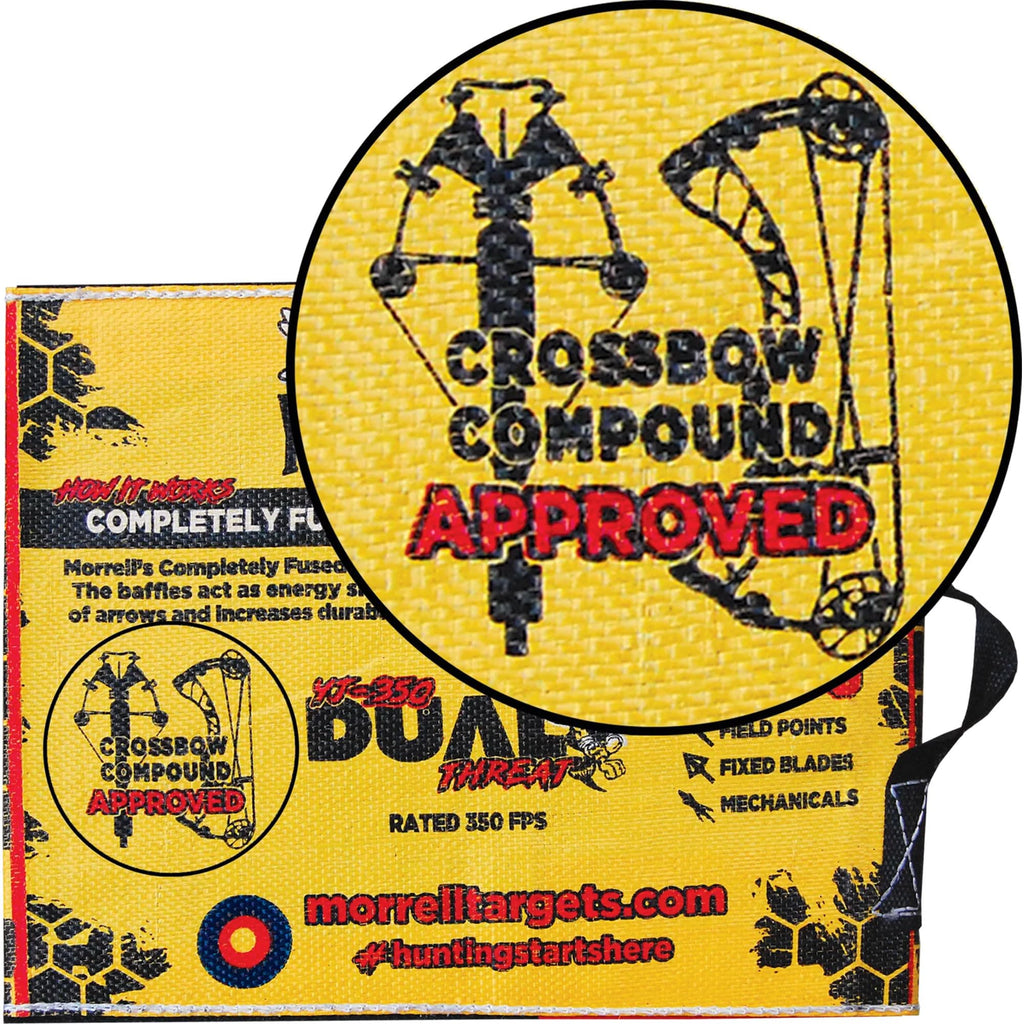 Morrell Yellow Jacket Dual Threat 350 FPS Foam Archery Target Block for Compound Bows and Crossbows, with 4 Sides and 32 Bullseyes, Yellow