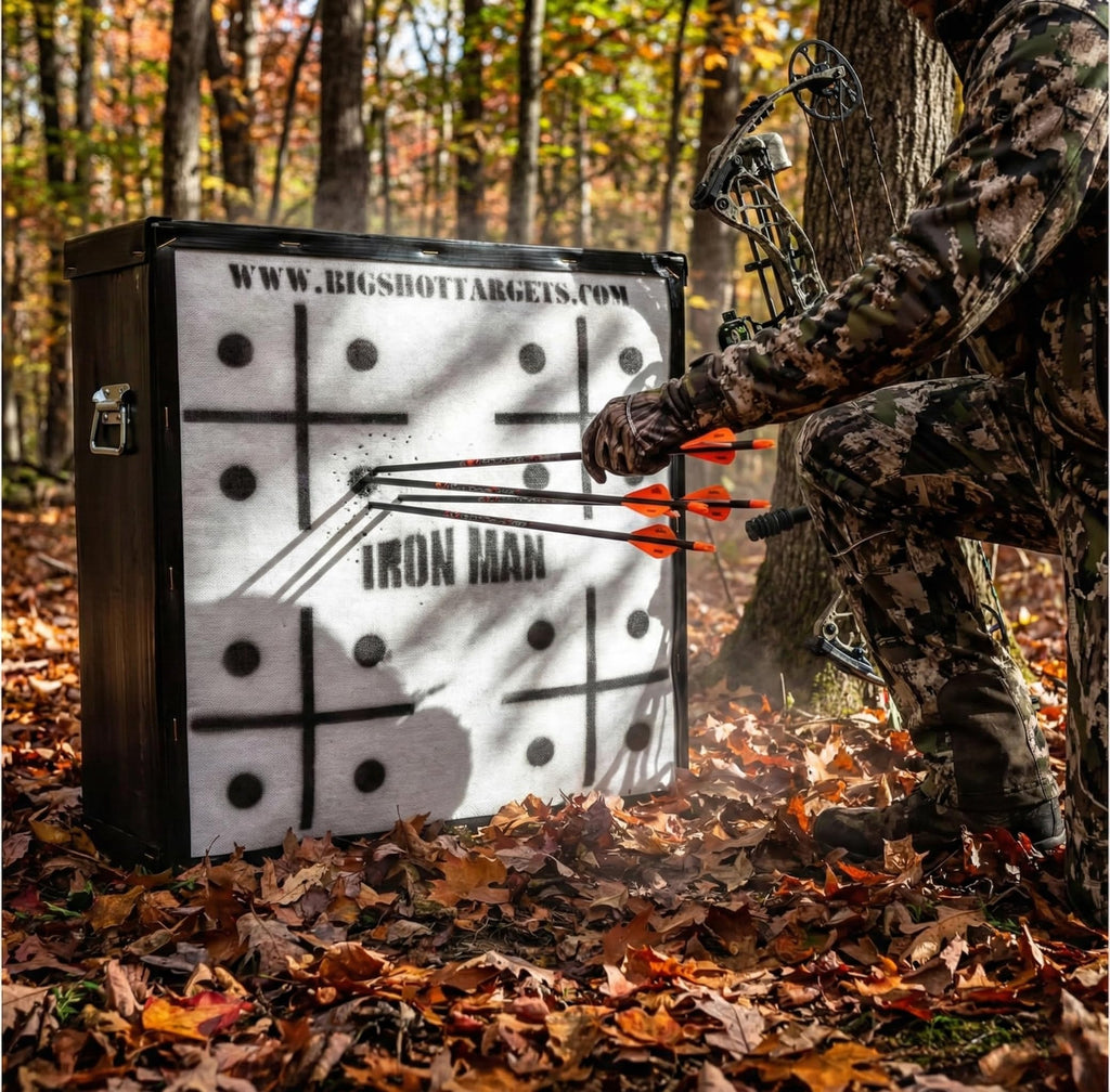 BIGshot Iron Man 30" Personal Range Archery Target - 475 FPS Rated - Easiest Arrow Removal - 85 lbs High Density Crossbow and Compound Bow Target