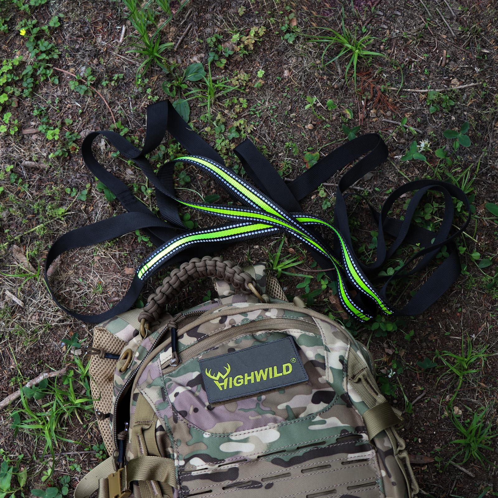 Highwild 3 Step Climbing Stick Aider for Hunting - Heavy Duty 600Lbs Strength Climbing Steps - Webbing Rope Ladder for Outdoor Climbing