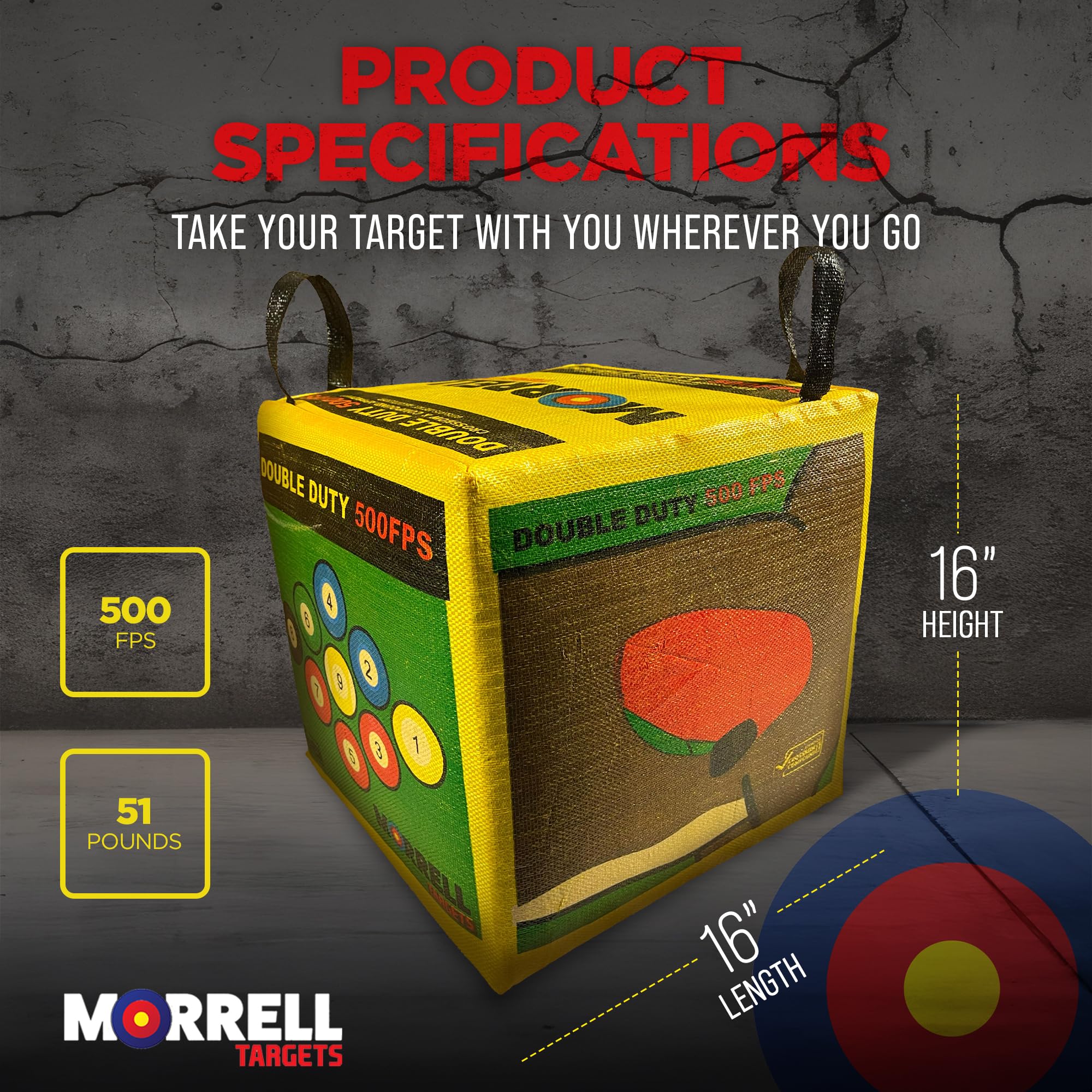 Morrell Targets 4-Sided Double Duty Field Point Archery Shooting Bag – Portable Backyard & Outdoor Target for Bows up to 500 FPS with 50+ Bullseye Points